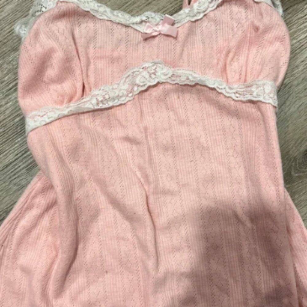 pink lace babydoll tank